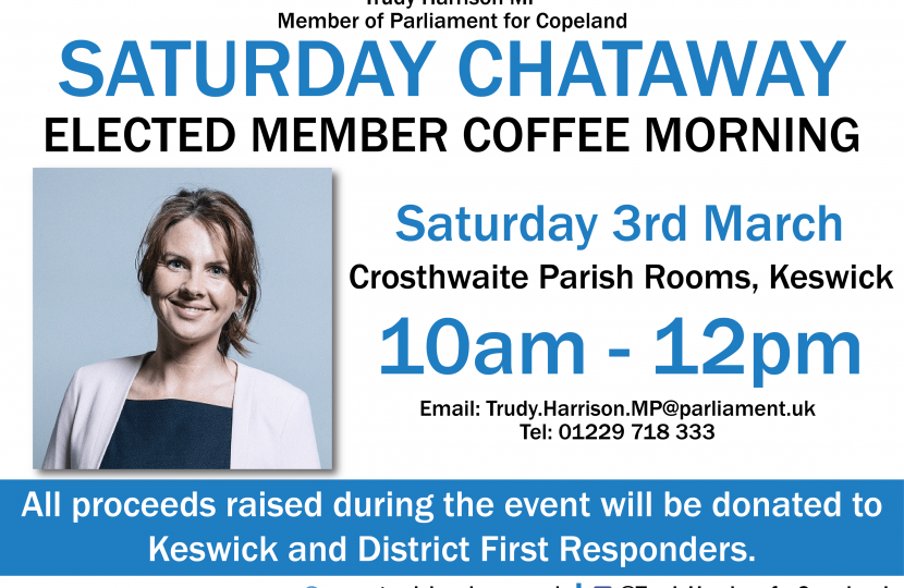 Copeland MP meets residents in Keswick for Saturday Chataway surgery