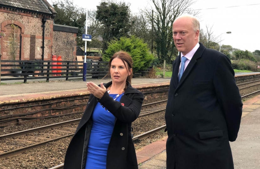 Copeland MP, Trudy Harrison with Transport Minister, Chris Grayling during visit to Copeland 