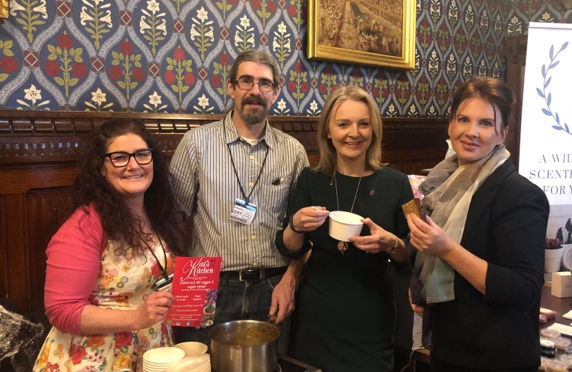 Trudy Harrison MP with Kat's Kitchen owners Kat and Nigel Hale and Chief Secretary to the Treasury, Liz Truss 