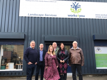 Left to right, Dave Farrell, Chairman of Cleator Moor Chamber of Trade, Martin Statters of Graphskill, Karen Jones, Mark Telford, Works4You, Trudy Harrison, Nick Ford, Cleator Moor Chamber of Trade