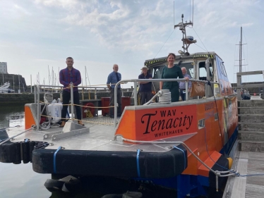 Trudy Harrison MP onboard Tenacity in Whitehaven Harbour